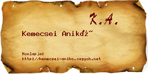 Kemecsei Anikó névjegykártya